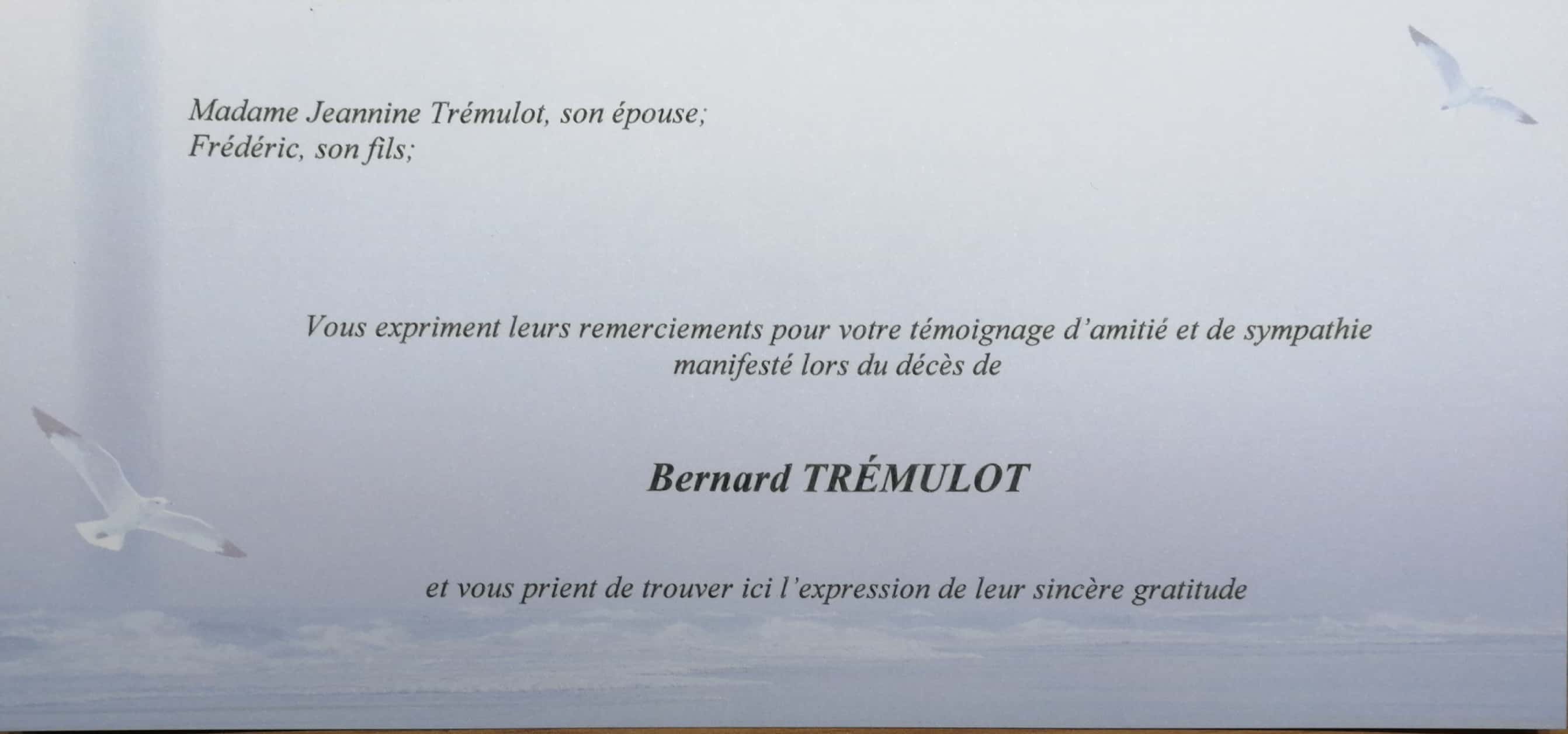 Décès Bernard TREMULOT